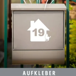 Briefkästen^CatsimoDE Hausnummer Katze Vinylaufkleber personalisiert Mülltonne Briefkasten Beschriftung