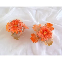 Kunstblumen & -Pflanzen^Geschenke und Keramik Herbstgesteck 2er-Set in orange im Keramiktopf