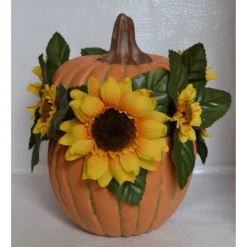 Kunstblumen & -Pflanzen^Geschenke und Keramik Herbstgesteck im Keramikkürbis