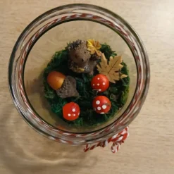 Alisas kreative Ecke Herbstliches Kerzenglas ca. 8,5x9,3cm, herbstliches Windlicht, handgemachtes Herbst Windlicht Glas, Herbstglas Windlicht