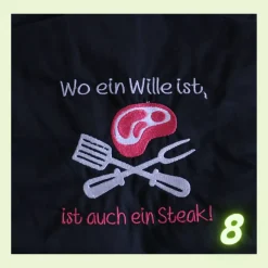 Bines kleine Nadel Hochwertige Grillschürze aus 100% Baumwolle – Personalisiert & Bestickt für echte Grillmeister