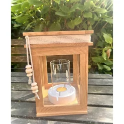 AnnaLinaKreativ Handmade Holzlaterne aus Holz, Windlicht für Garten, Balkon und Tisch - rustikale Deko