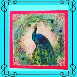 Kisten & Boxen^HerzenswünscheShop Holzschatulle Schmuckschatulle Viereck Petrol Blauer Pfau Punktmalerei Decoupage Kristalle