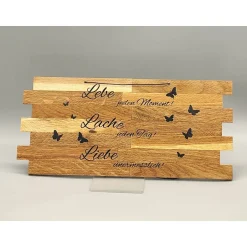AMEA Näh- und Bastelstube Holzschild mit Spruch "Lebe, Lache, Liebe"