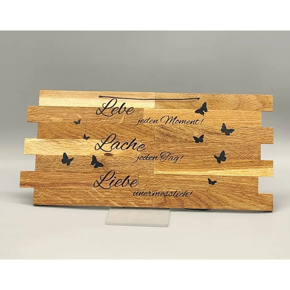 AMEA Näh- und Bastelstube Holzschild mit Spruch "Lebe, Lache, Liebe"