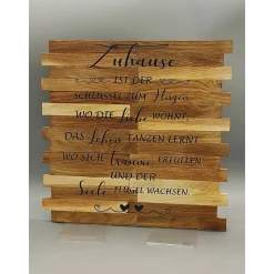 AMEA Näh- und Bastelstube Holzschild mit Spruch "Zuhause ist..."