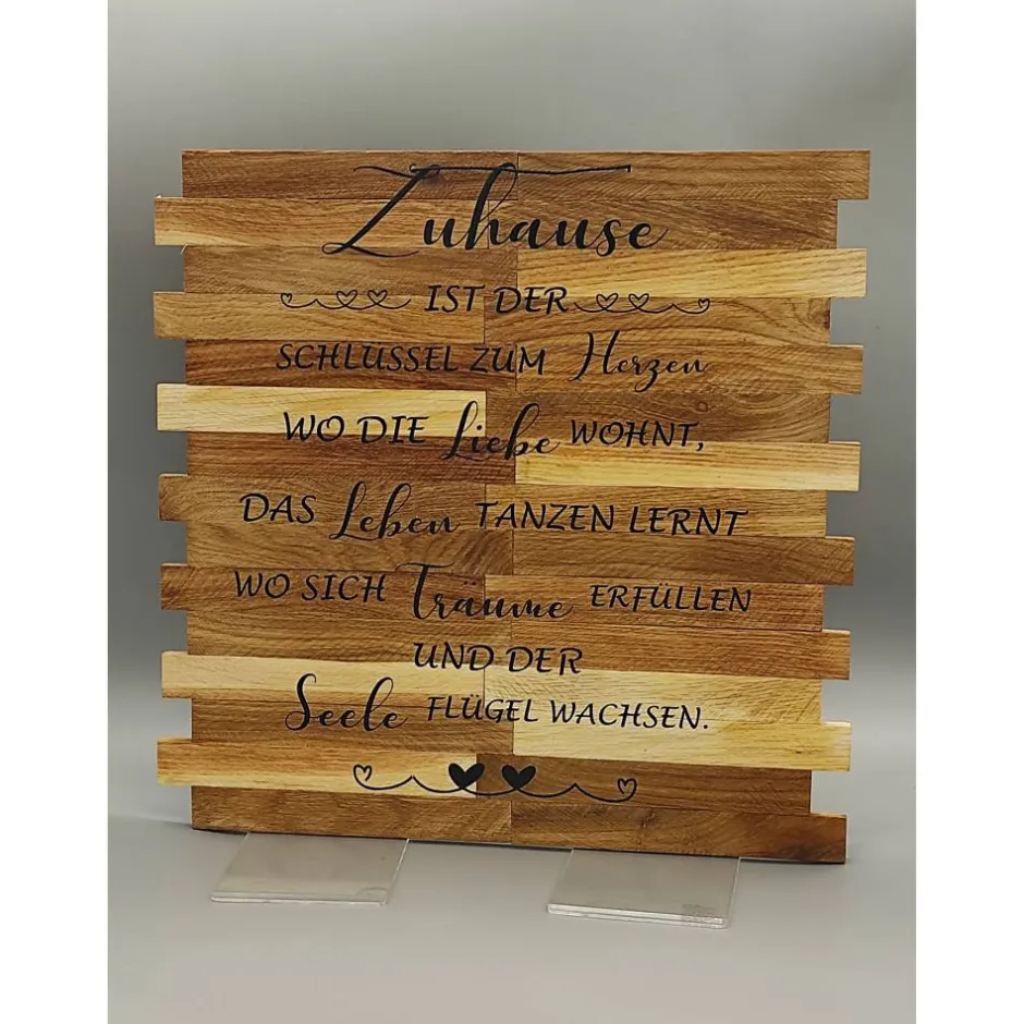 AMEA Näh- und Bastelstube Holzschild mit Spruch "Zuhause ist..."