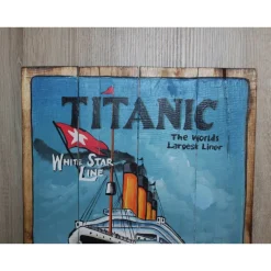 Outlet TheRaiKaStore Holzschild Titanic White Star Line – Maritime Wanddekoration aus Albesiaholz