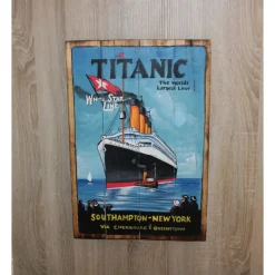 Outlet TheRaiKaStore Holzschild Titanic White Star Line – Maritime Wanddekoration aus Albesiaholz