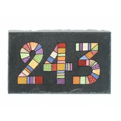Discount Schieferheld Individuelle Hausnummer Schiefertafel Patchwork – Handbemalt & Wetterfest – Personalisierbar