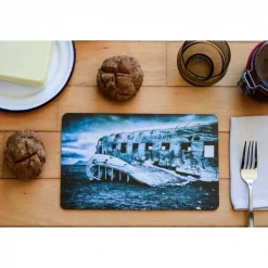 Best BildArt Island Flugzeugwrack Frühstücksbrettchen Brettchen aus Melamin, spülmaschinenfest, Schneidebrett 14 x 23 cm