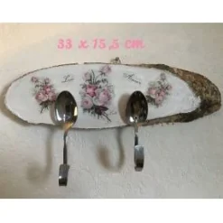 DekoatelierBerlin Küchenhaken mit Löffeln ️Handtuchhalter️ Holz ️ Wandhalter ️ - Rosen
