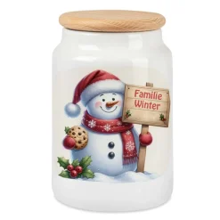 Kekse^geschenke364 Keramik Dose Schneemann mit Name für Plätzchen Gebäck zu Weihnachten