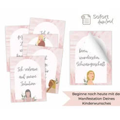 SeelenDesigns Kinderwunsch manifestieren, 20 Affirmationskarten für die Kinderwunschzeit, Positive Glaubenssätze - Sofortdruck (Datei)
