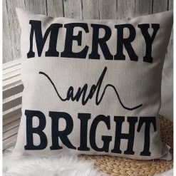 TiLuLy - Kreative Ideen Kissen 50 x 50 cm (Farbbeispiel beige) "Merry and Bright" Kissen aus Polstercanvas in 36 Farben