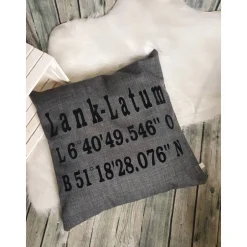 TiLuLy - Kreative Ideen Kissen Koordinaten (Farbbeispiel grau), Kissen mit Koordinaten aus Polstercanvas in 36 Farben