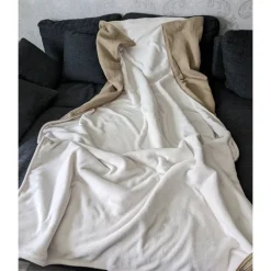 101DIYStudio Kuscheldecke Waffelpiqué XL mit Farbe Latte Macchiato, Sofadecke Wohndecke Baumwolle, Extra Weich und Flauschig