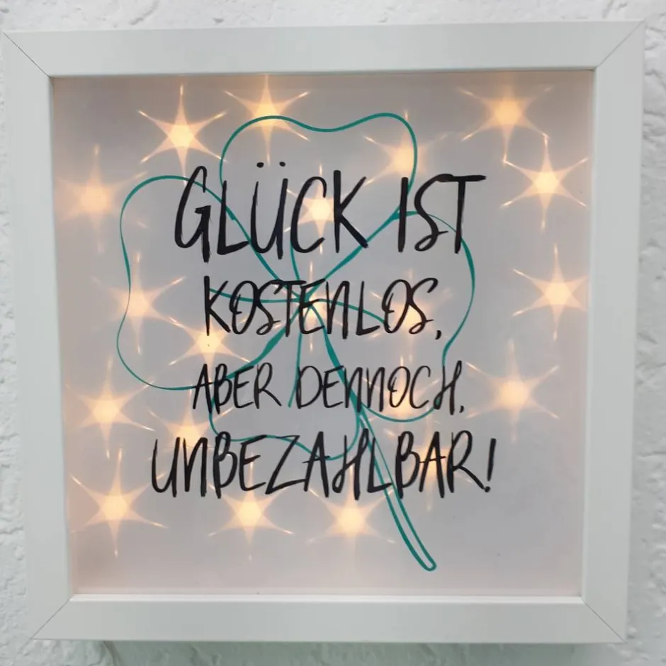 AMEA Näh- und Bastelstube Leuchtrahmen, Rahmen beleuchtet mit Spruch