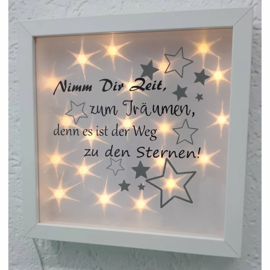 AMEA Näh- und Bastelstube Leuchtrahmen, Rahmen beleuchtet mit Spruch