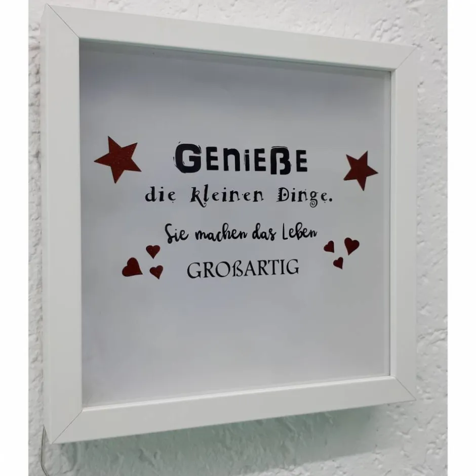 AMEA Näh- und Bastelstube Leuchtrahmen, Rahmen beleuchtet mit Spruch