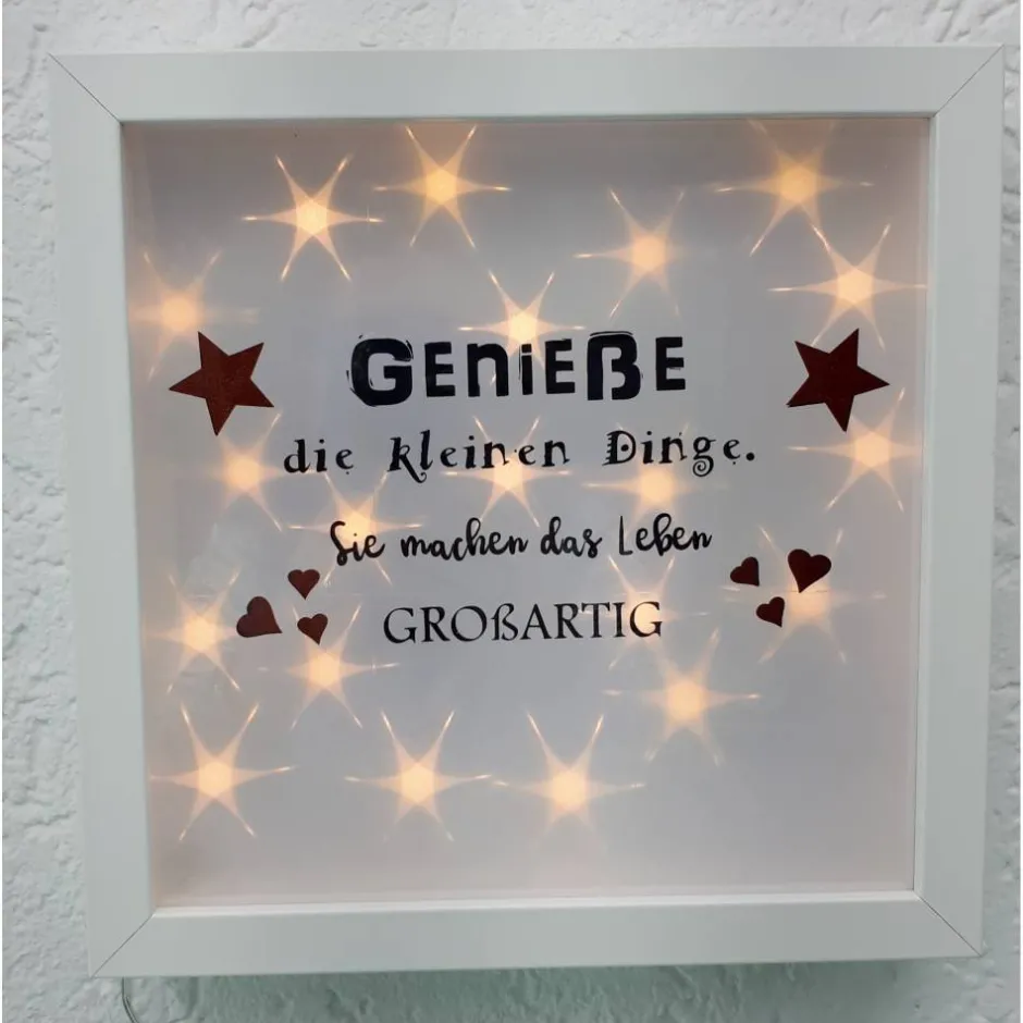 AMEA Näh- und Bastelstube Leuchtrahmen, Rahmen beleuchtet mit Spruch