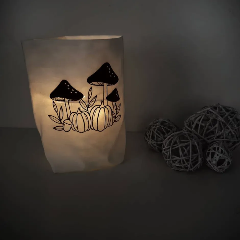 Afrosteff Lichterbeutel, Windlicht, Lichtbeutel, Stimmungslicht Pilze und Kürbis