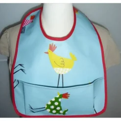 Online hessmade Lätzchen mit Auffangtasche 'verrückte Hühner', Wachstuch, abwaschbar, wasserfest, für Kinder + Erwachsene,