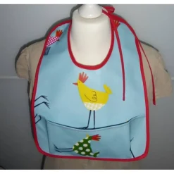 Online hessmade Lätzchen mit Auffangtasche 'verrückte Hühner', Wachstuch, abwaschbar, wasserfest, für Kinder + Erwachsene,