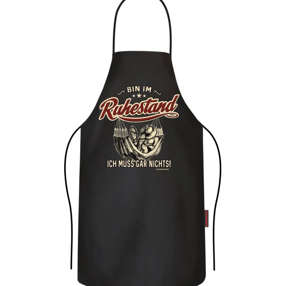 Antik und Kultiges Lustige Grillschürze „Bin im Ruhestand“ – Geschenk für Grill-Fans, 100% Baumwolle, 68x98 cm