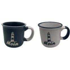 Antik und Kultiges Maritimer Kaffeebecher "Moin mit Leuchtturm" | Hösti Porzellan Tasse 210 ml – Geschenk für Küstenfans