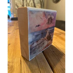 Deko-Objekte^Manapal Maritimes Wandbild 15x15 – Handgefertigte Holzdeko mit Leuchtturm & Küstenmotiv