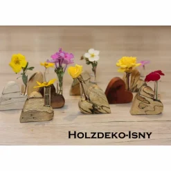 Clearance Holzdeko-Isny Mini Holzvase aus gestockter Buche, Pflaume, Walnuss oder Treibholz