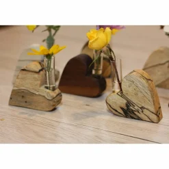 Clearance Holzdeko-Isny Mini Holzvase aus gestockter Buche, Pflaume, Walnuss oder Treibholz