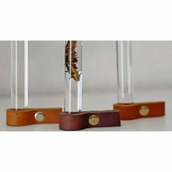 Blinni-Fashion Mini Vasen 3er Set, Reagenzglas mit Fuß aus Fettleder in 10 Farben, minimalistisch industrial