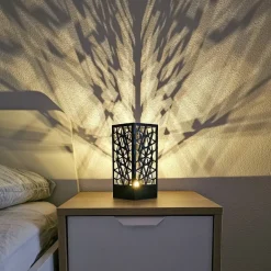 ARLUMA Moderne Geometrische Holzlampe – Kabellos mit Timerfunktion – Nachttischleuchte – Sanftes Licht – Dekorative Tischleucht