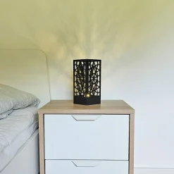 ARLUMA Moderne Geometrische Holzlampe – Kabellos mit Timerfunktion – Nachttischleuchte – Sanftes Licht – Dekorative Tischleucht