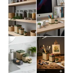 Hot Uniqlay Modernes Bambus Aufbewahrungs-Set 3-teilig – Minimalistische 3D-Druck Boxen mit Magnetverschluss & Wunschfarbe