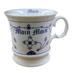 Antik und Kultiges Moin Moin Kaffeepott Indisch Blau – Kaffeetasse Teetasse aus Porzellan, zeitlos & elegant