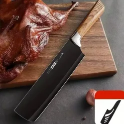 Messer^InnIdeen Rosenheim Nakiri Küchenmesser schwarz mit Drachen Gravur | Tattoo Stil | 19 cm | Geschenkidee für Koch | graviertes Küchenmesser |