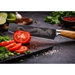 Messer^InnIdeen Rosenheim Nakiri Küchenmesser schwarz mit Drachen Gravur | Tattoo Stil | 19 cm | Geschenkidee für Koch | graviertes Küchenmesser |