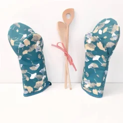 Afrosteff Ofenhandschuhe 2-er Set "Ginko", Topfhandschuhe