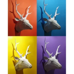 Paperwolf Original Hirsch Bastelbogen, Hirschgeweih Bastelset