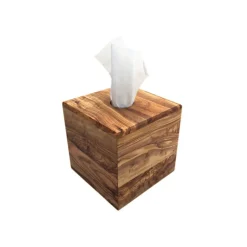 medina mood Papierbox Aufbewahrungsbox für Kosmetiktücher, Taschentücher quadratig handgefertigt aus Olivenholz Hochwertig Geschenk.