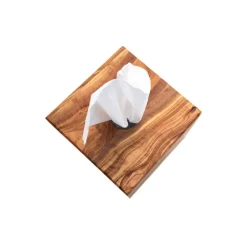 medina mood Papierbox Aufbewahrungsbox für Kosmetiktücher, Taschentücher quadratig handgefertigt aus Olivenholz Hochwertig Geschenk.