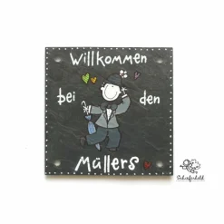 Best Schieferheld Personalisiertes Schiefertürschild – Handgemachtes Willkommensschild mit Familiennamen, wetterfest & exklusiv