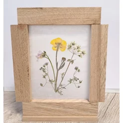 pollimarket Pflanzenbild Windlicht aus Klötzchen – Echte gepresste Blumen & Blätter, Unikat, Dekoration
