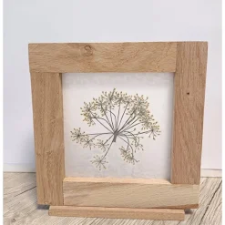 pollimarket Pflanzenbild Windlicht aus Klötzchen mit echten Blumen & Blättern – Unikat Deko