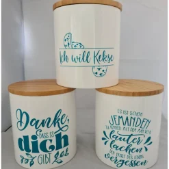 Clearance Creativ Werkstatt Porzellandose mit Sprüchen #Keksdose #personalisiert #Bambusdeckel #Geschenkdose #individuelles Geschenk