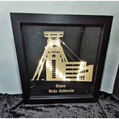 Bilderrahmen^CreaLight and more Ruhrpott Bilderrahmen mit Licht – Personalisierter Spiegel 20x20 cm Zechen Tetraeder Museum