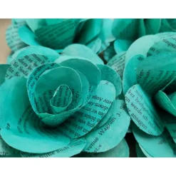 RoBo-Abenteuer SALE -30% (Code: NEUEABENTEUER) | Upcycling-Buchrosen – Worte, die blühen (Türkis)
